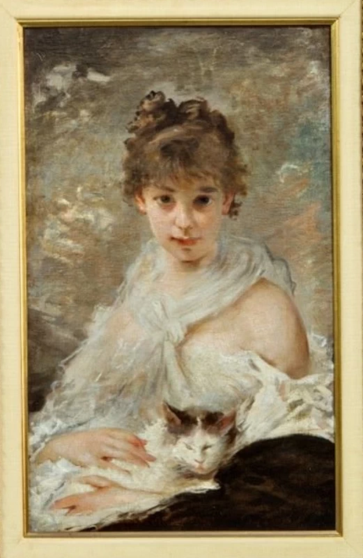 Charles Joshua Chaplin - Ragazza con gatto, o La favorita